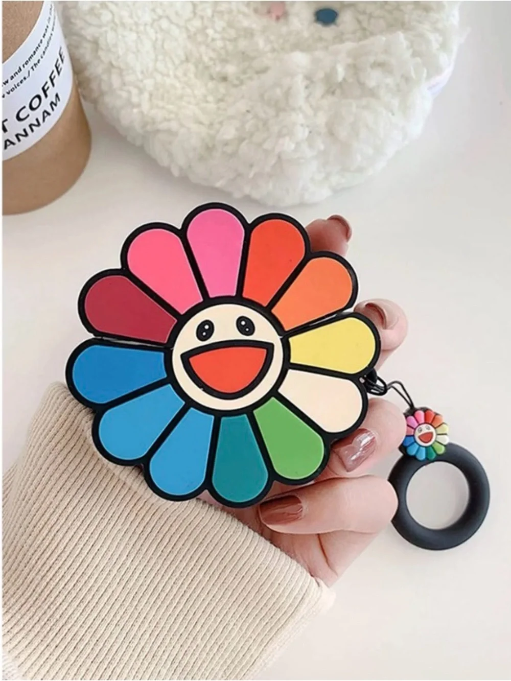 Colorful Smiley Flower Silicone Teether - Multicolor rainbow